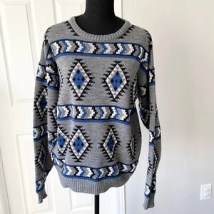 Vintage 3130 East German Made  in GDR Aztec Geometric Grandpa Sweater